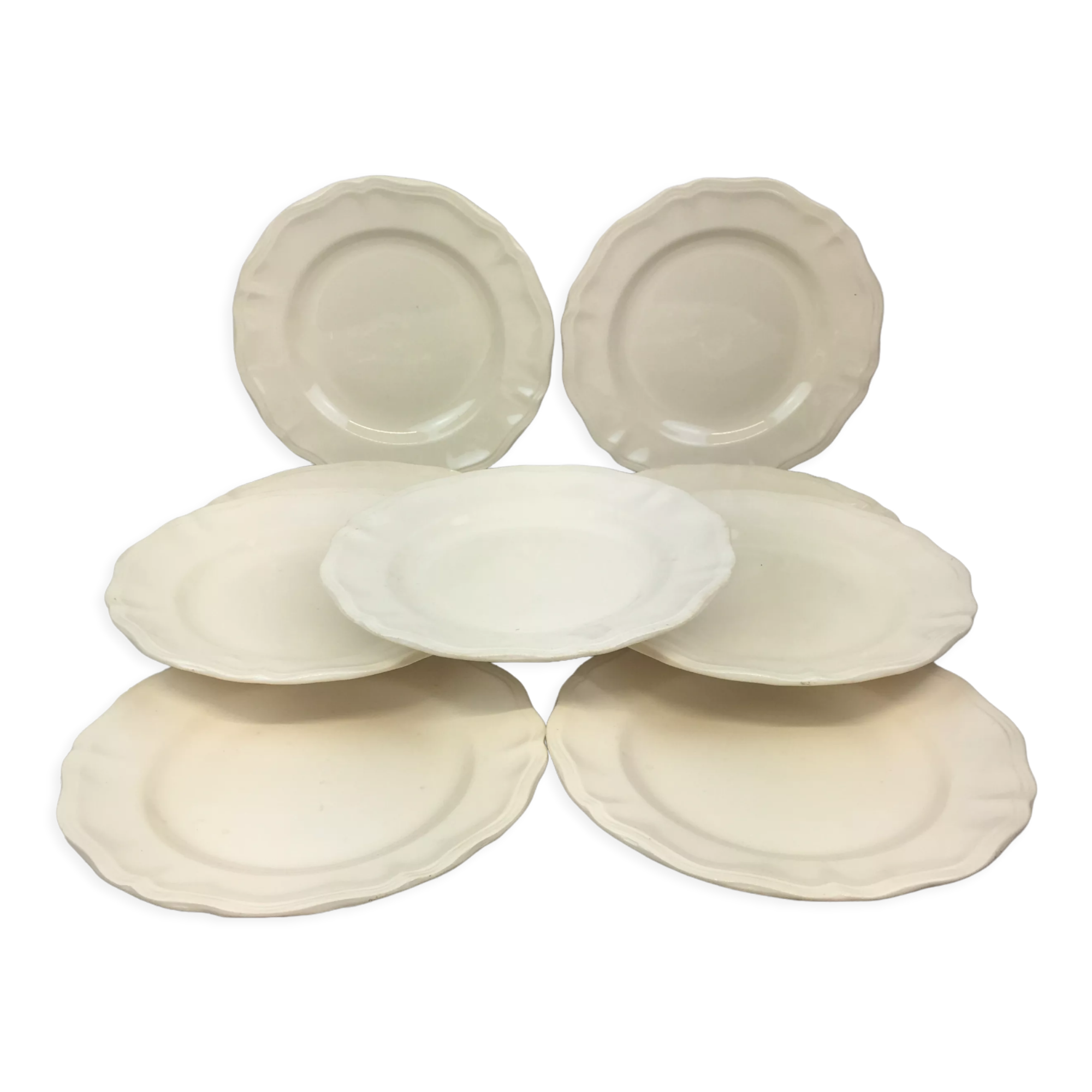 8 flat plates, color Ivory made in france Digoin Sarreguemines