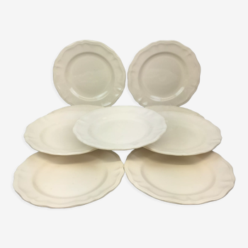8 flat plates, color Ivory made in france Digoin Sarreguemines