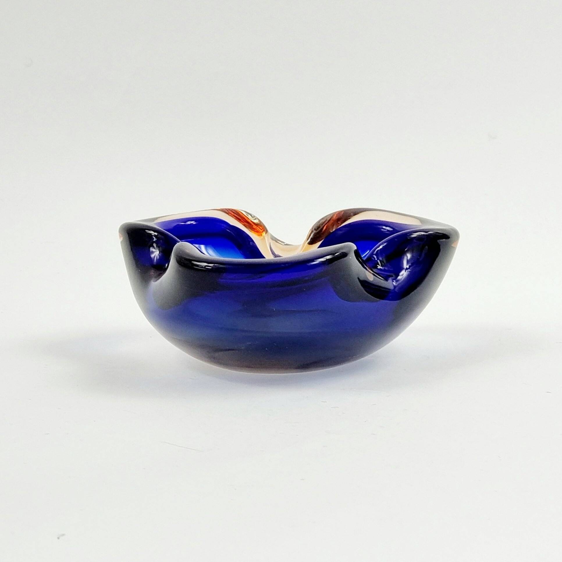 Mid-Century Blue Murano Glass Bowl/Ashtray by Flavio Poli for Seguso, 1960s