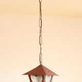 Amsterdam School style butterfly lantern in hammered sheet metal and glass, 1940s