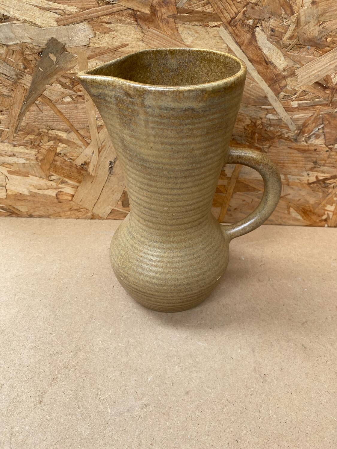Old pitcher digoin stoneware beige made in france vintage