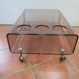 Smoked plexiglass coffee table from the 70s