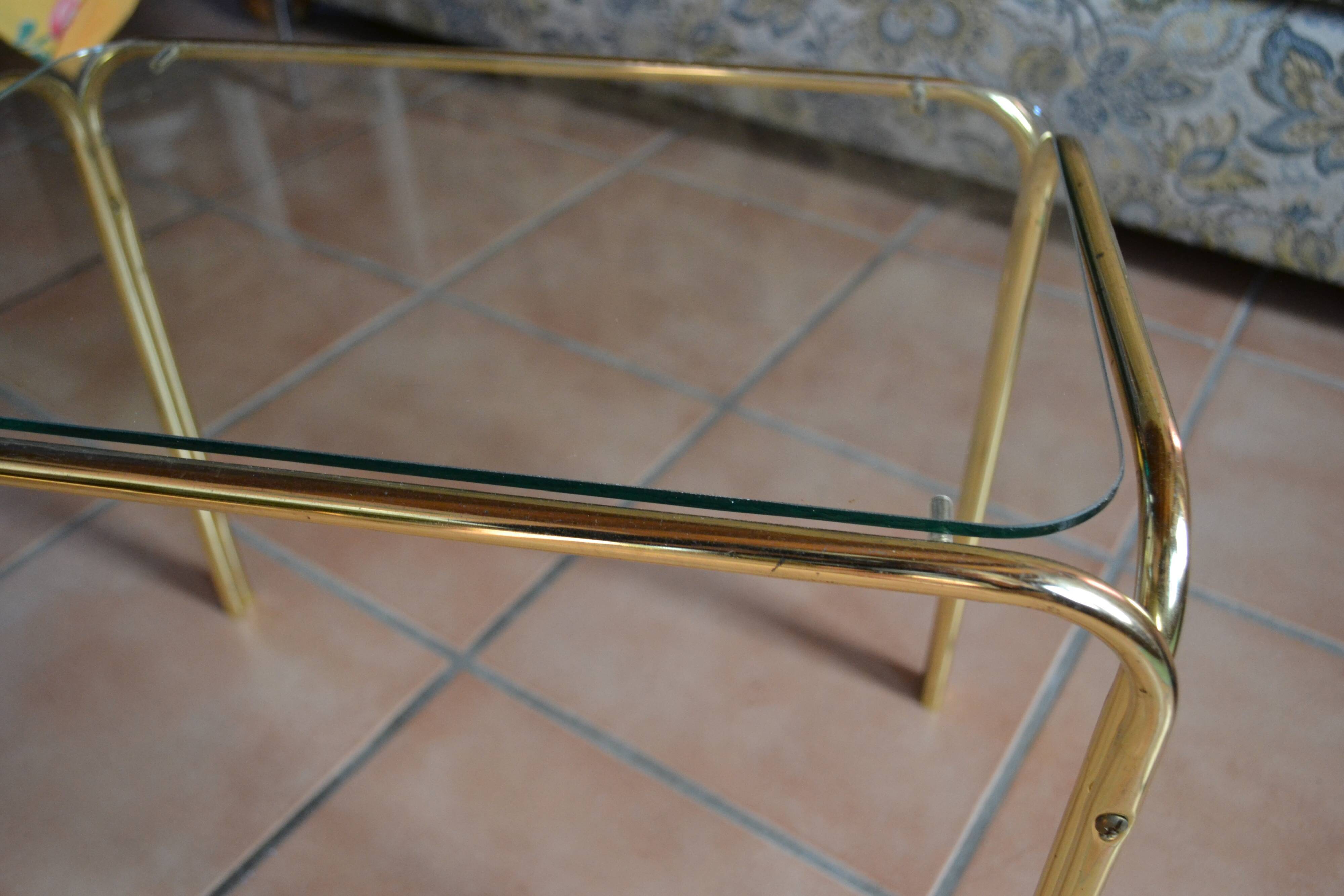 Glass side coffee table 70s