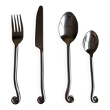 Twisted metal cutlery with a fancy spiral design.