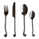 Twisted metal cutlery with a fancy spiral design.