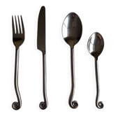 Twisted metal cutlery with a fancy spiral design.