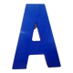 Letter A sign in vintage blue plexiglass