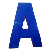 Letter A sign in vintage blue plexiglass
