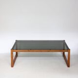 Teak coffee table with smoked glass top