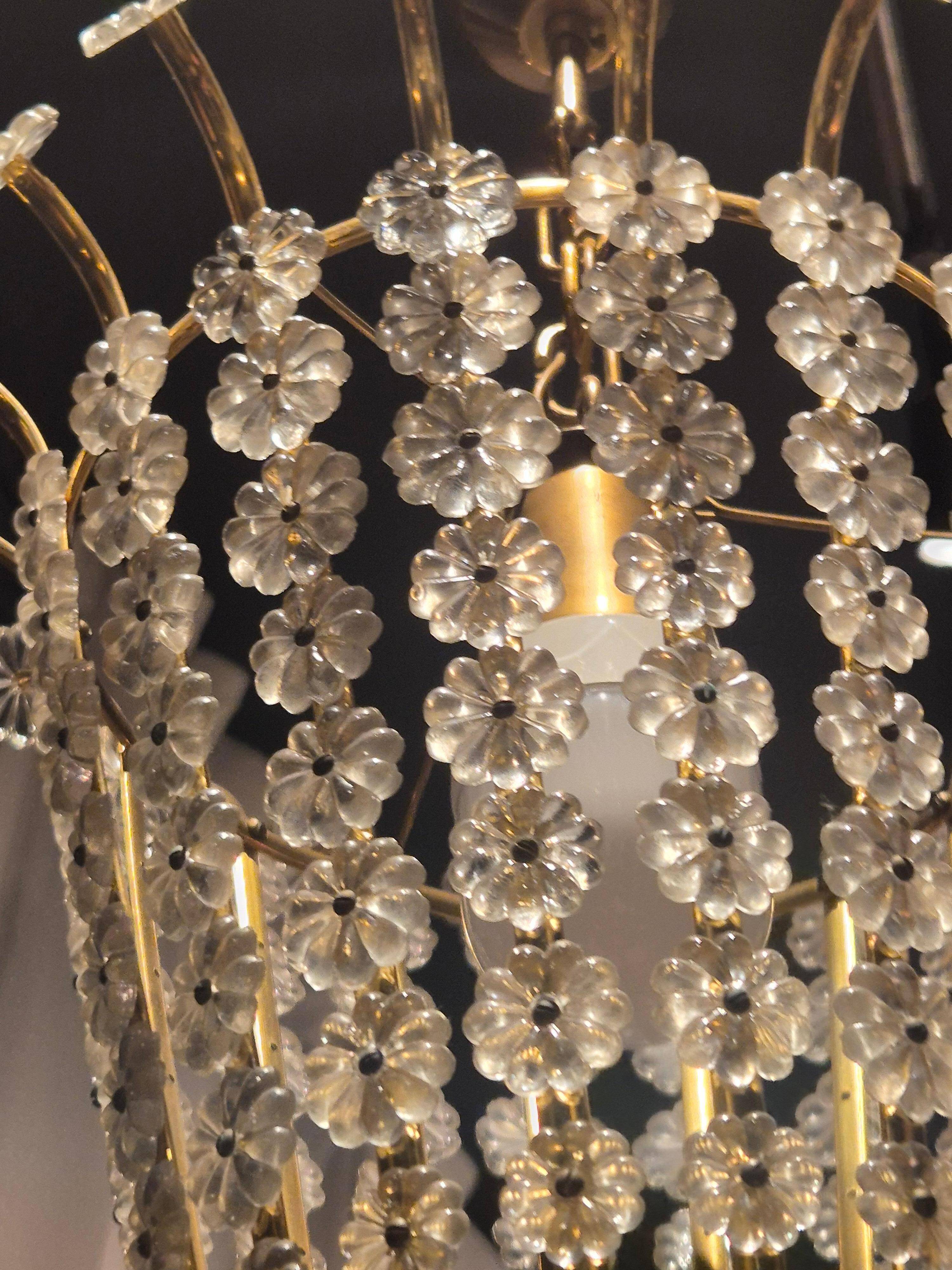 Magnificent brass pendant with floral decoration, Swedish Modern-Decor from the 1950s.