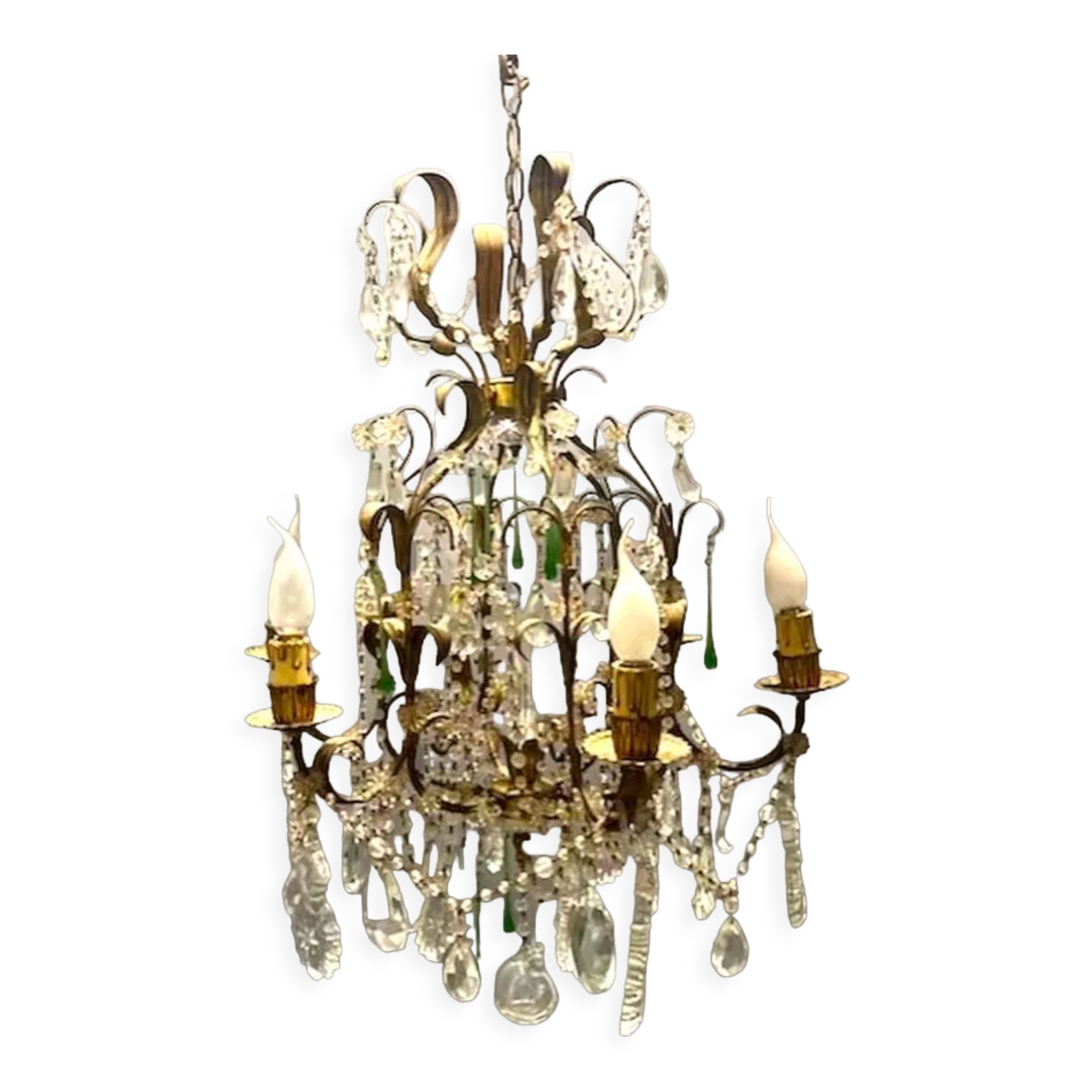 Italian crystal tole chandelier, 1960s