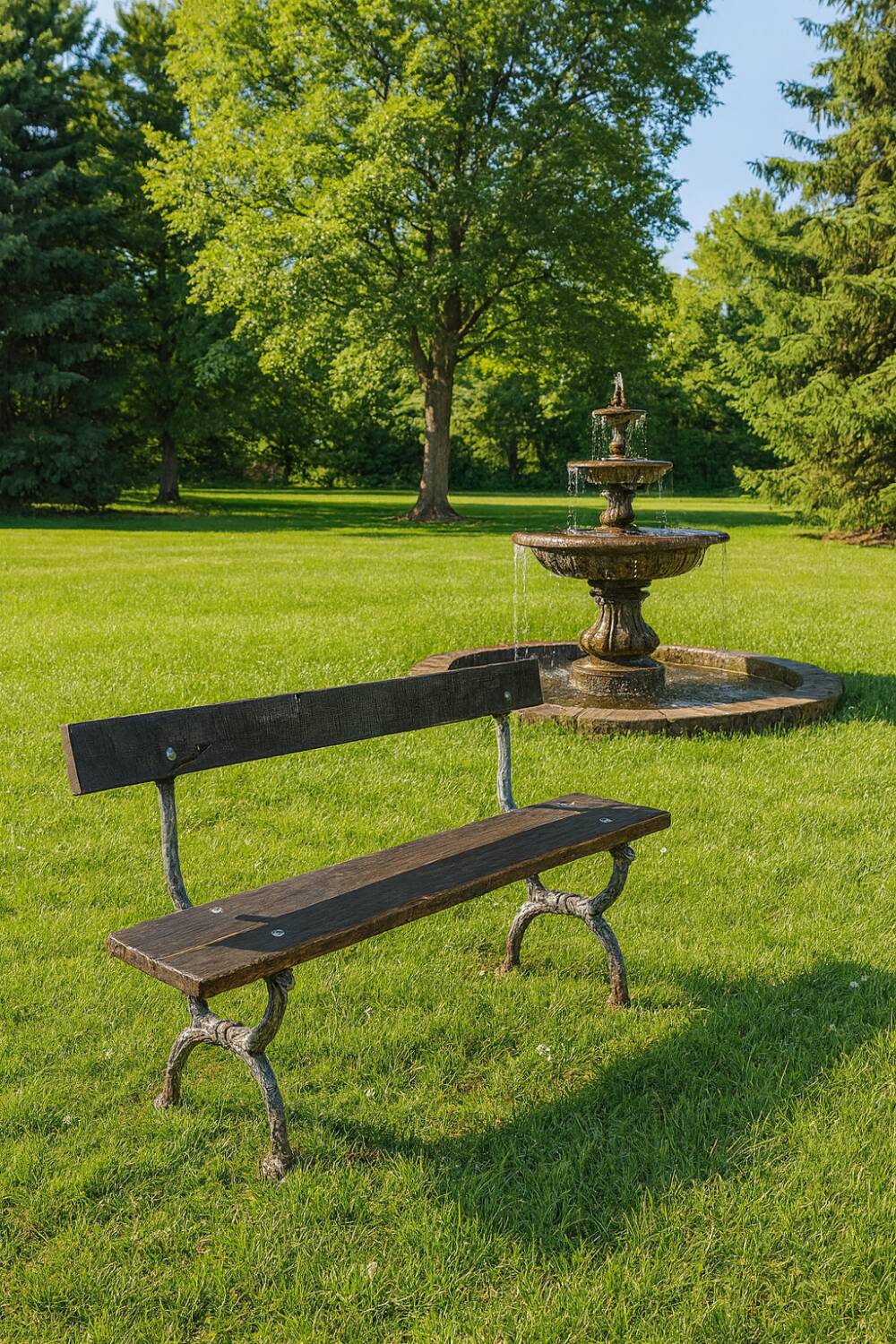 Cast iron and oak garden bench