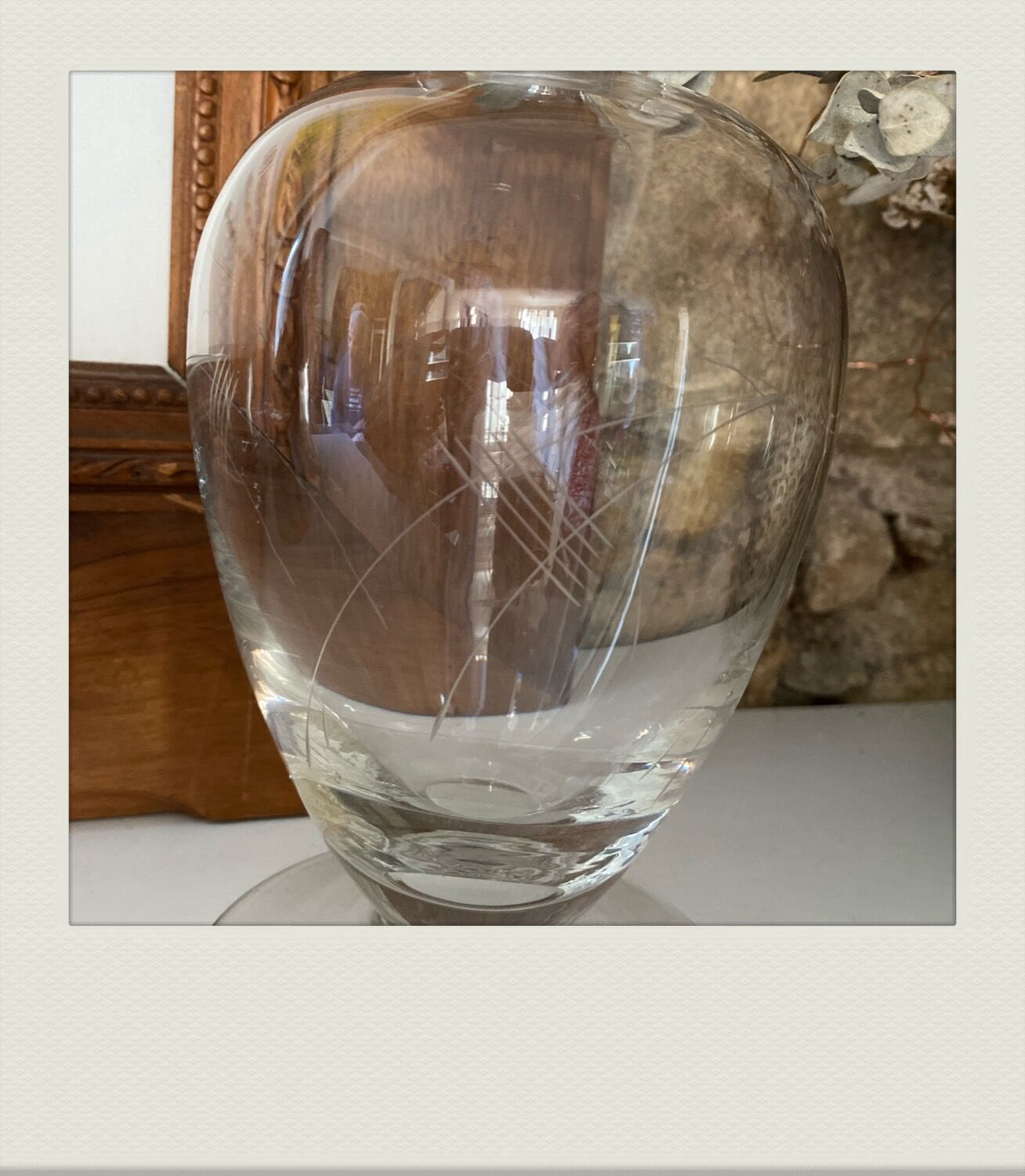 Glass carafe, 40-50s faceted cap