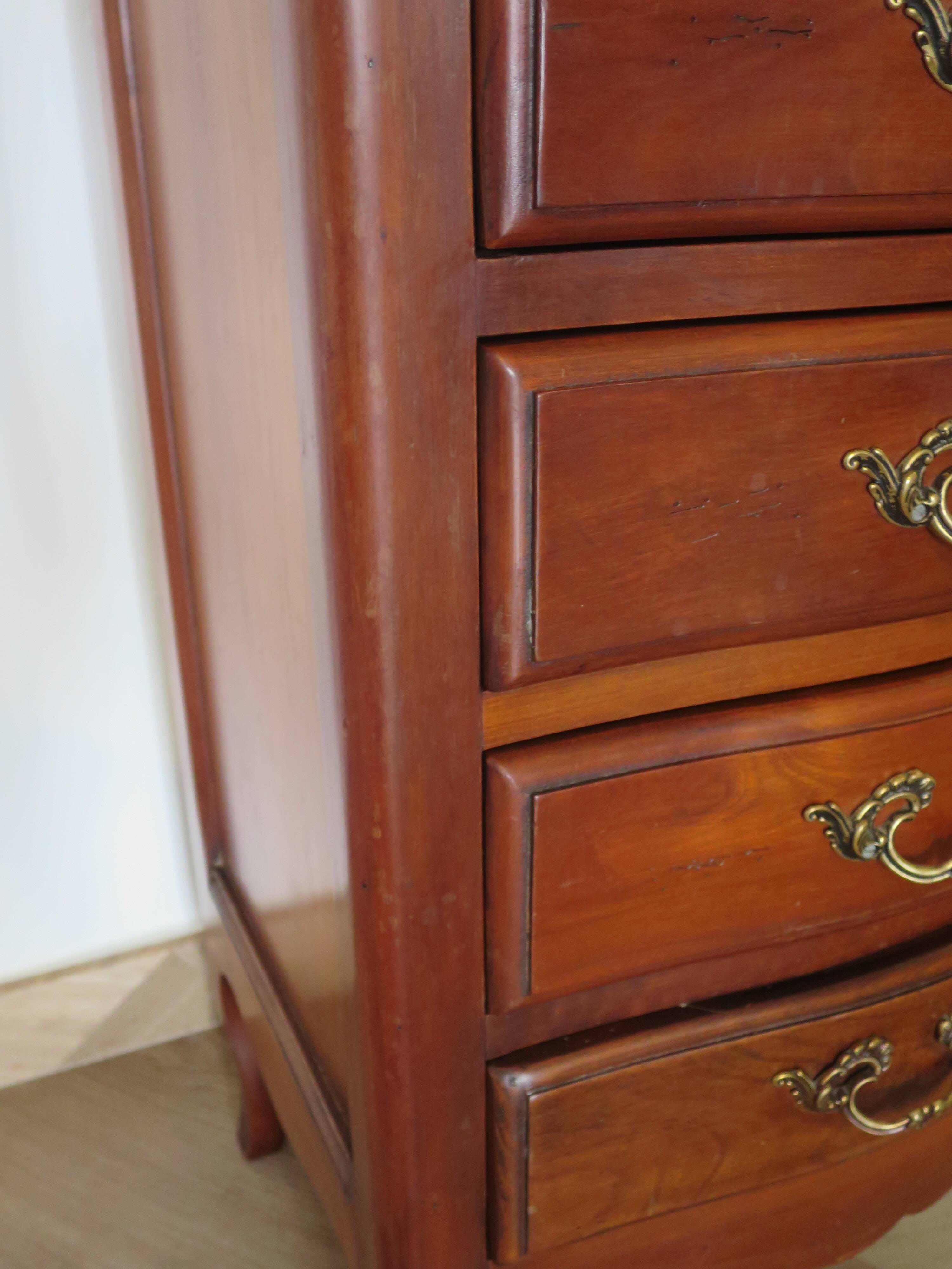 Small weekly organizer - small chest of drawers - 5 drawers - Louis XV style - cherry color