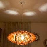 Scandinavian hanging lamp in stretched wool 1960
