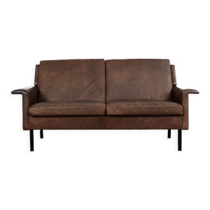 Canapé 2 places vintage moderne en cuir marron 3330 par Arne Vodder pour Fritz Hansen