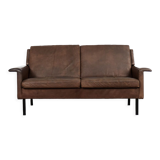 Canapé 2 places vintage moderne en cuir marron 3330 par Arne Vodder pour Fritz Hansen