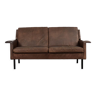 Vintage mid-century modern 2-seater brown leather sofa 3330 by arne vodder for fritz hansen