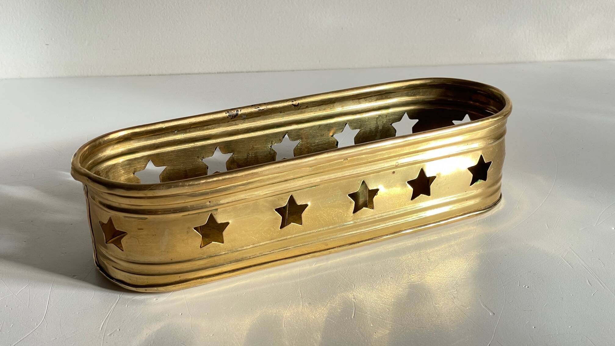 Bougeoir chandelier etoiles vintage laiton