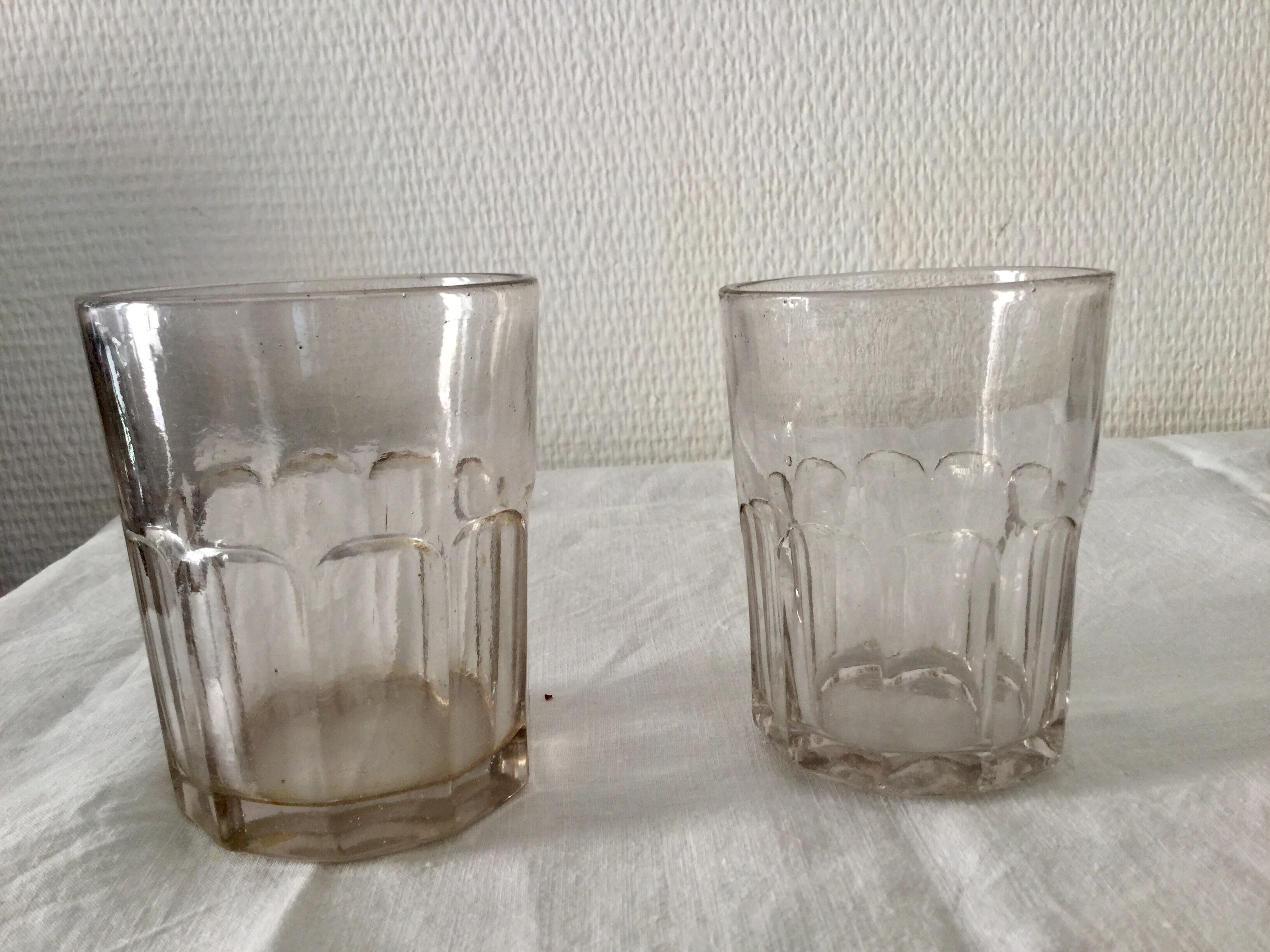 Old ribbed glasses without a foot