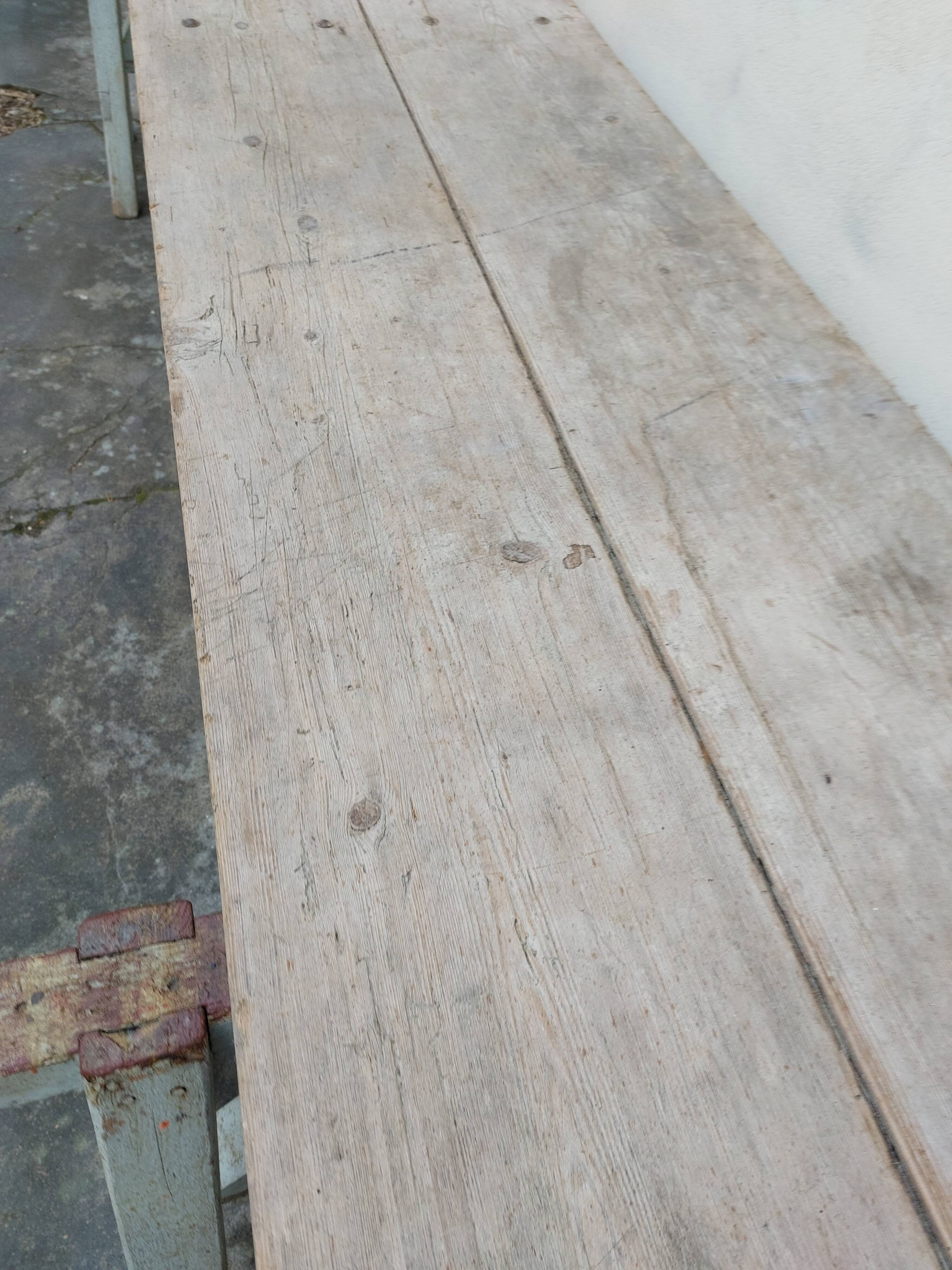 Workshop table in old wood 1950 -3m50