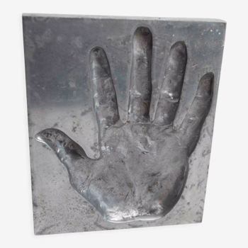 Solid aluminum ashtray depicting the palm of a hand