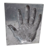 Solid aluminum ashtray depicting the palm of a hand