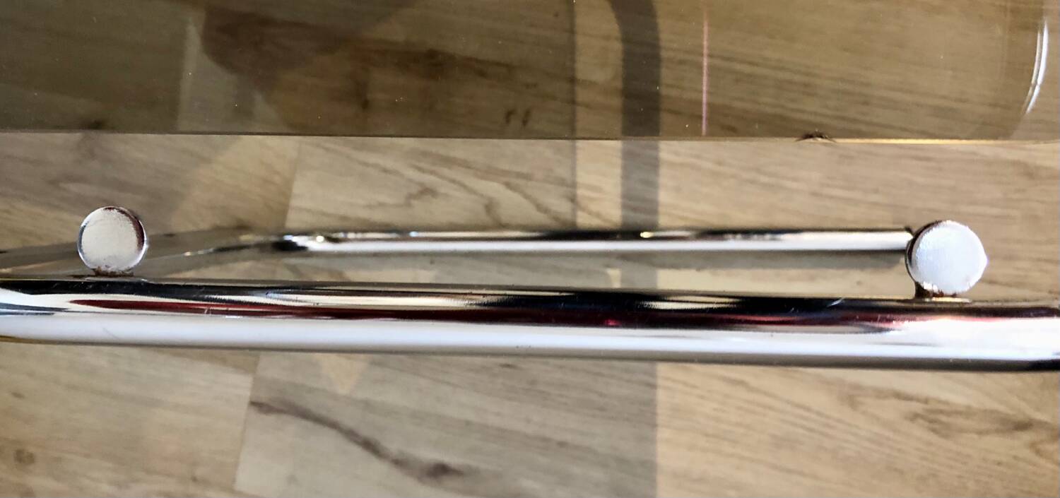 70's chrome pedestal side table