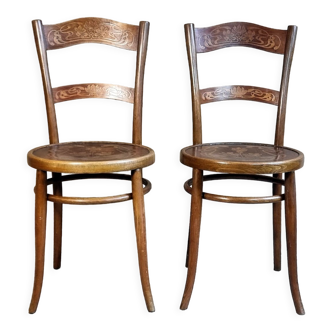 Pair bistro chairs with art nouveau décor