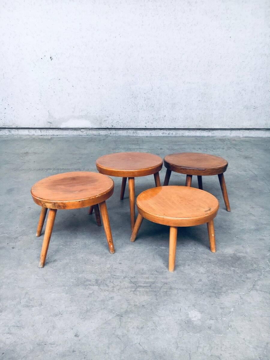Mid-Century Low Side Table Set, Belgium, 1950s, Set of 4