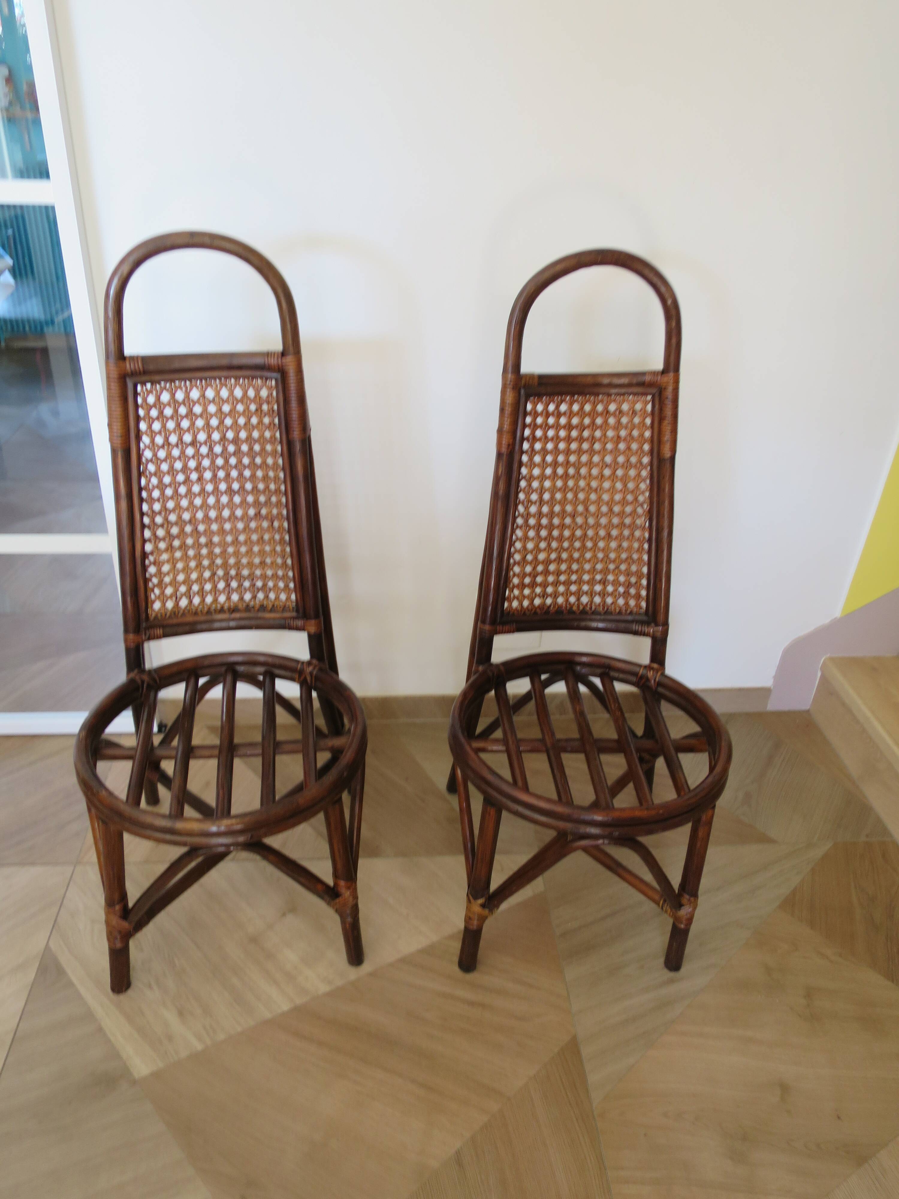 RARE - Set of 2 rattan and cane chairs - 1950 - Dirk Van Sliedrecht style