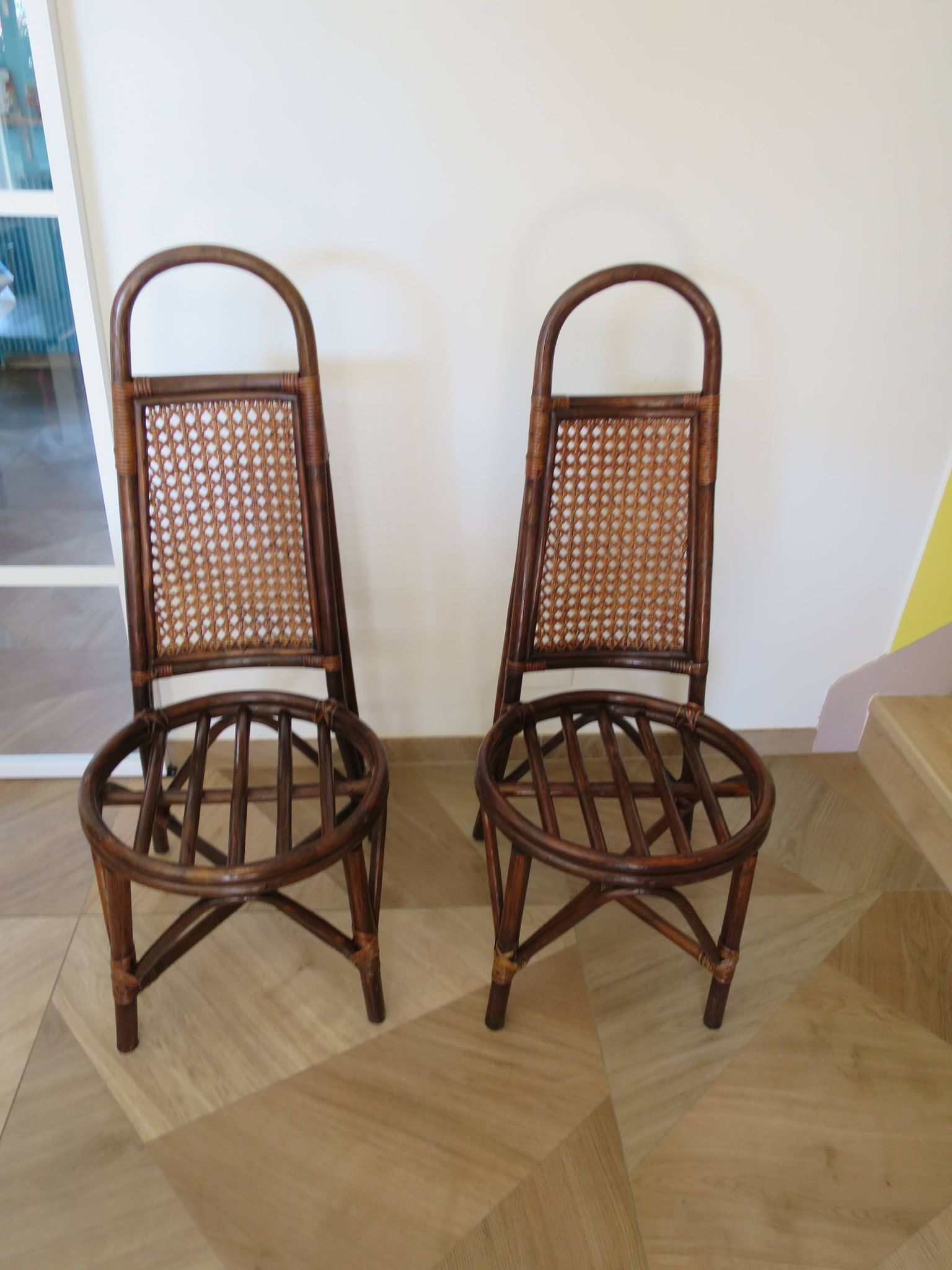 RARE - Set of 2 rattan and cane chairs - 1950 - Dirk Van Sliedrecht style