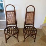 RARE - Set of 2 rattan and cane chairs - 1950 - Dirk Van Sliedrecht style