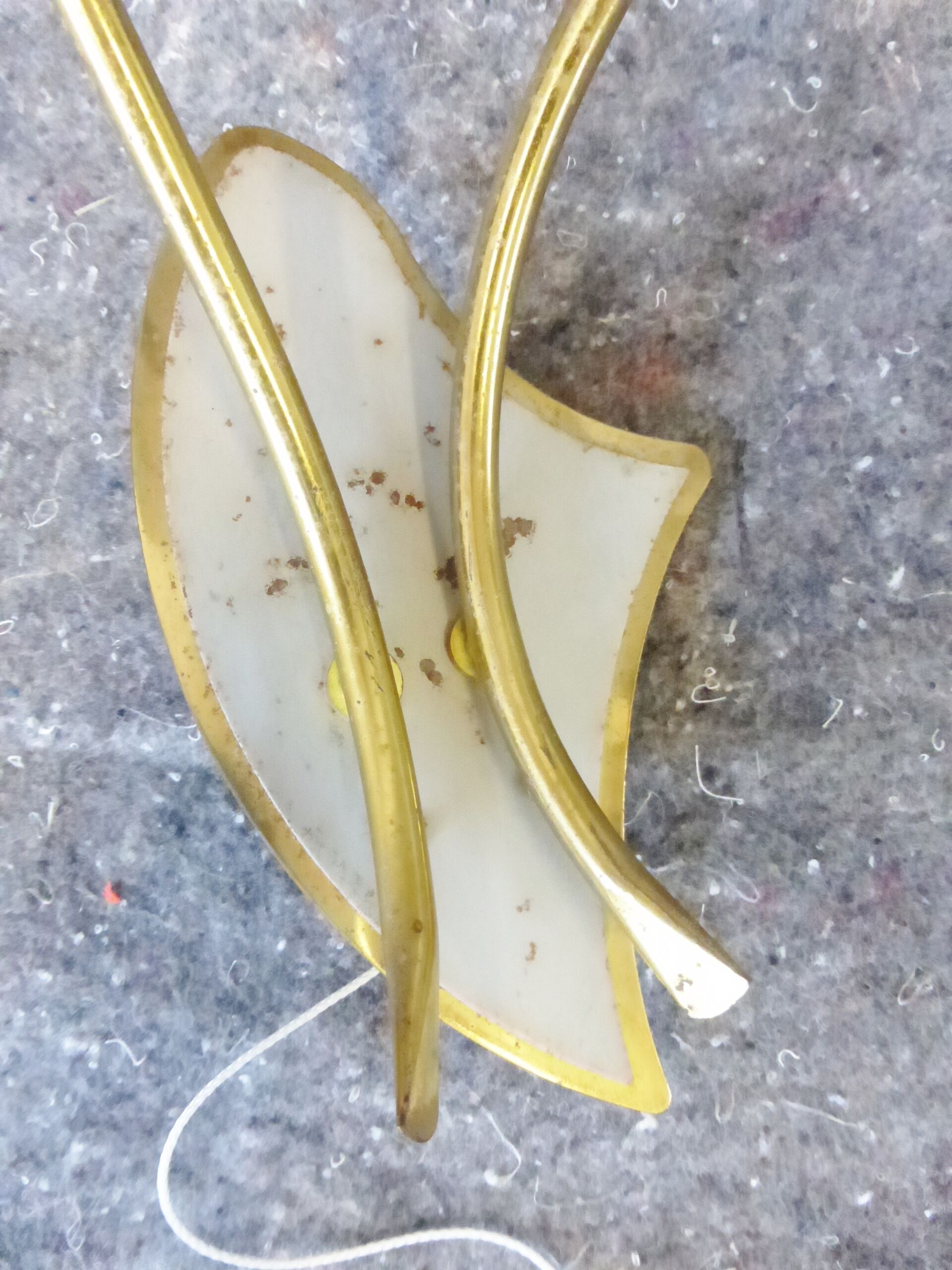 Pair 1950 vintage metal and glass Opal 50s rockabilly wall lights