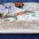 Large glazed ceramic butter cellar Vallauris signed Tess years 60/70 flower decoration in relief.