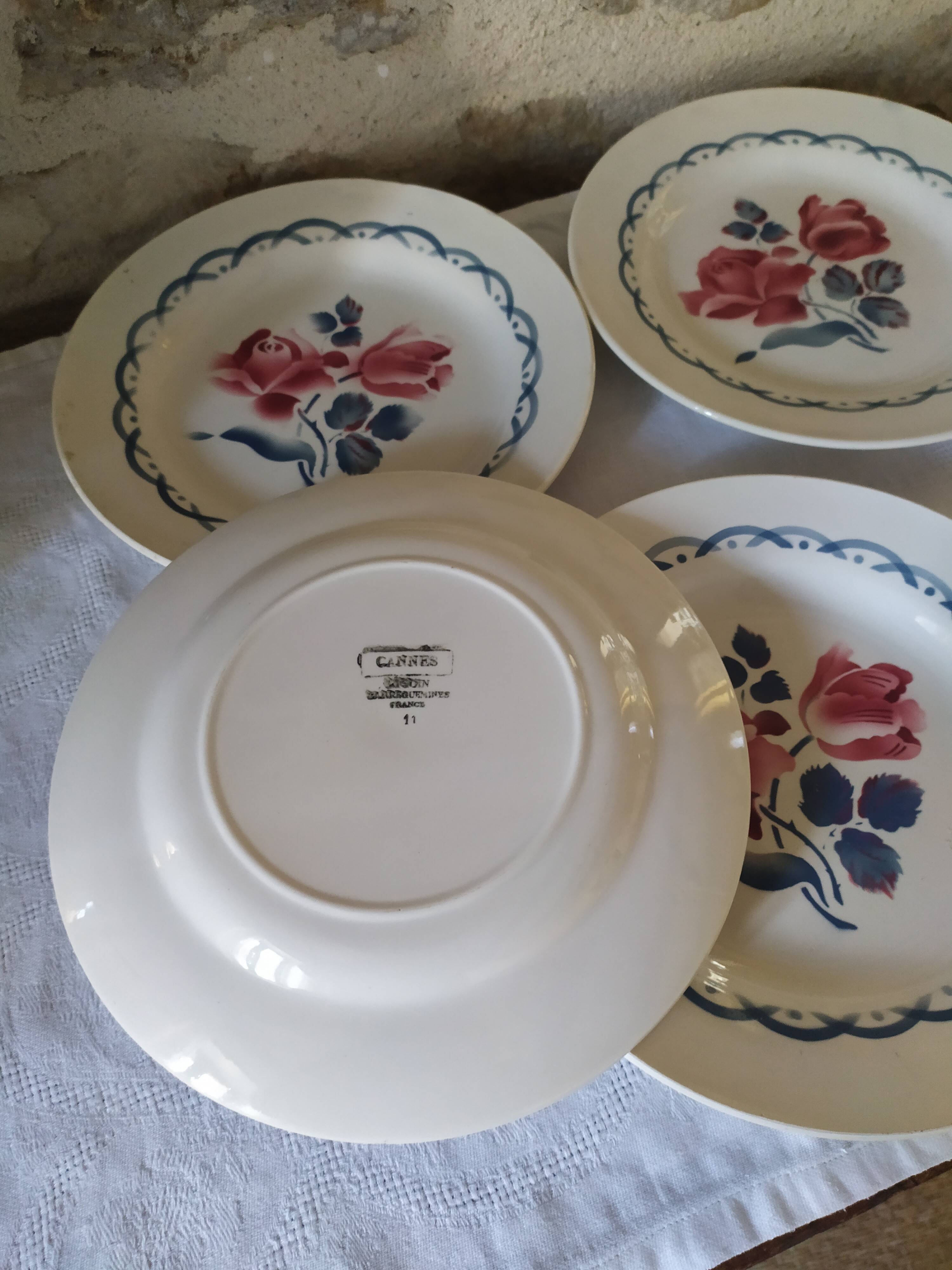 Flat earthenware plates by Digoin Sarreguemines