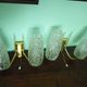 Wall lamps double lighting, with drawer, gilded metal, lampshade in worked glass - 1970