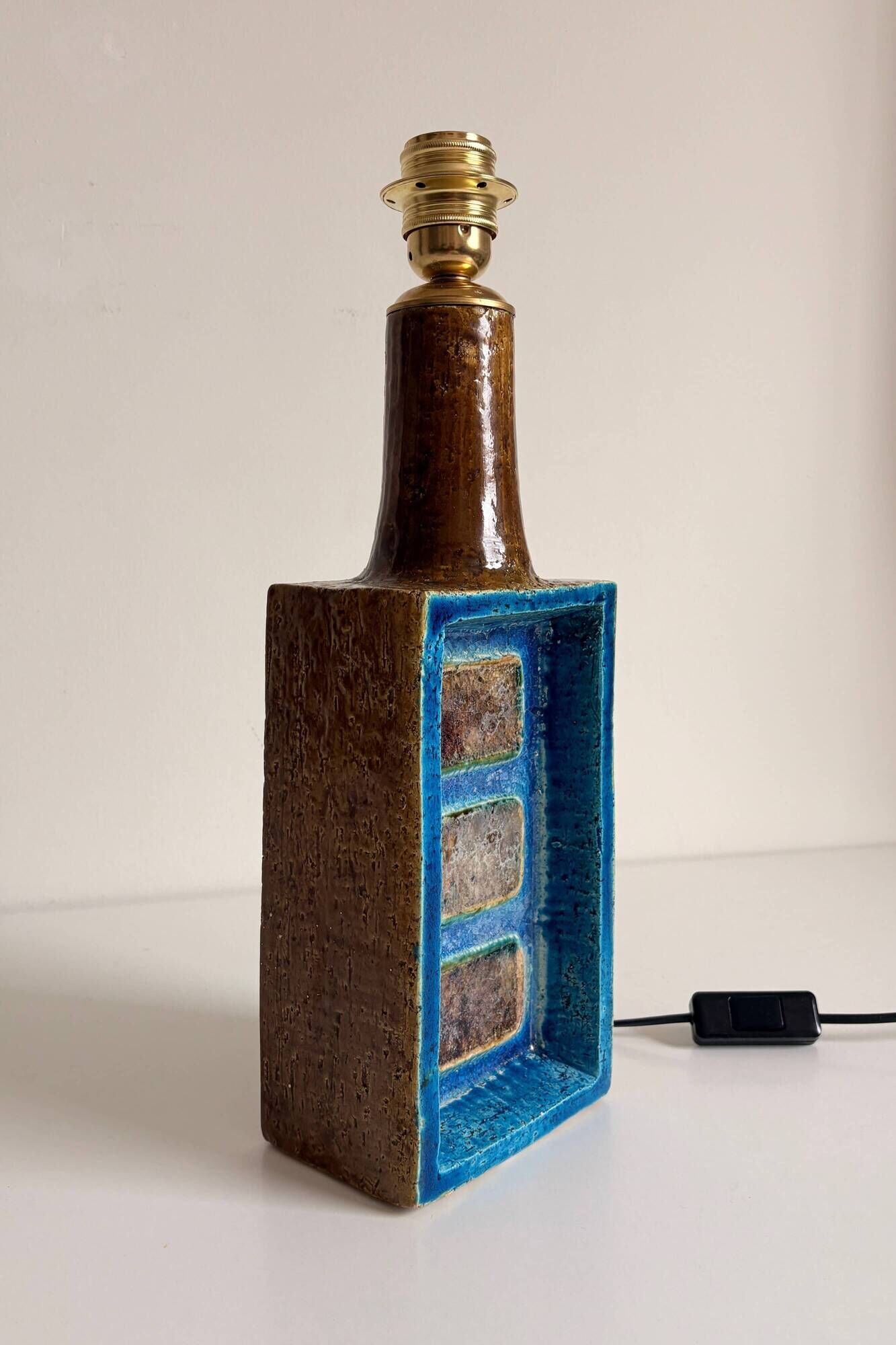 Aldo Londi for Bitossi Chamotte Ceramic Table Lamp, Italy, 1960s