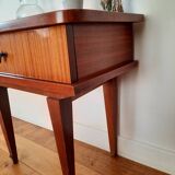 Small vintage bedside cabinet with compass legs
