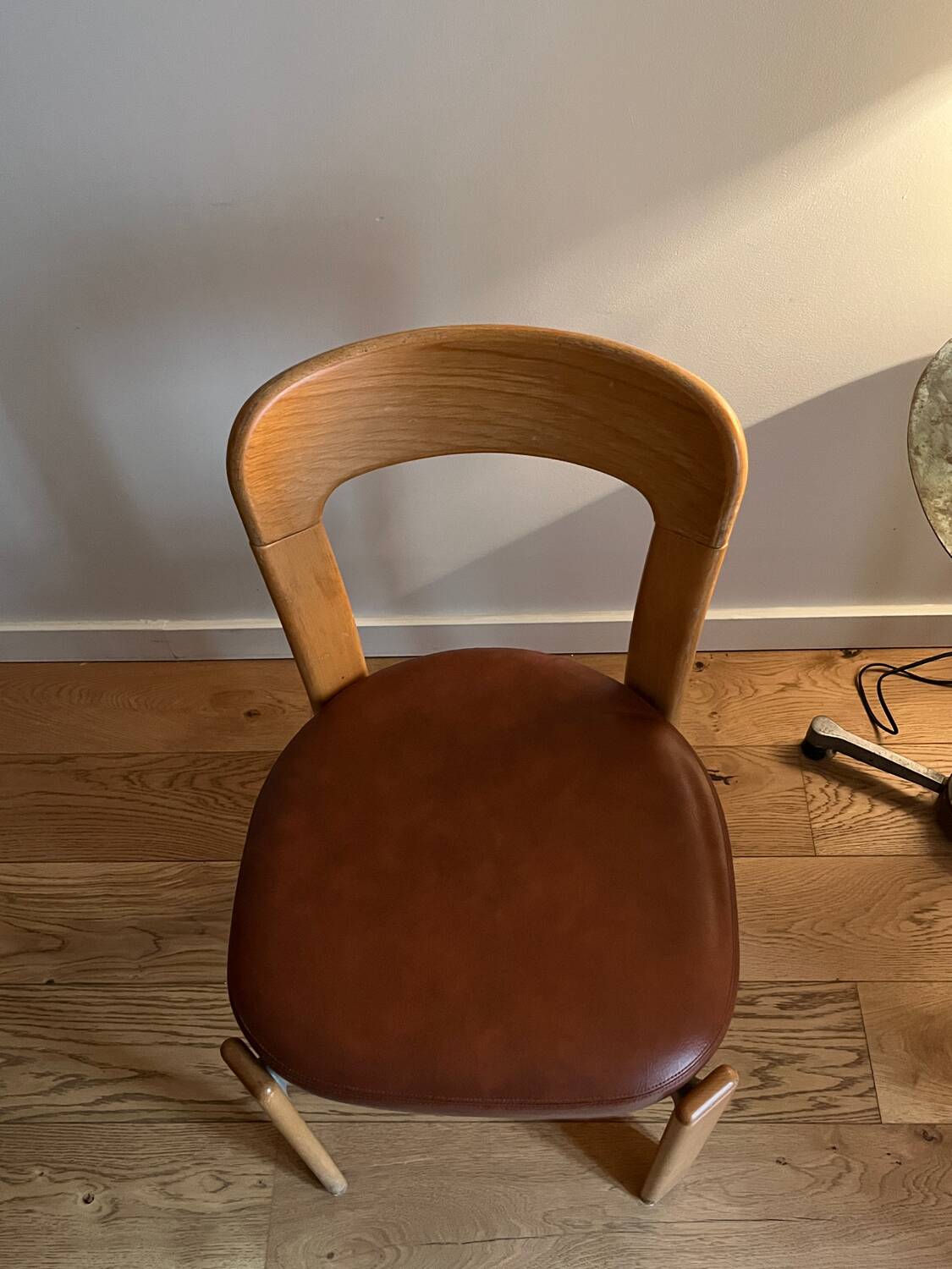 Chaise Bruno Rey en bois et cuir