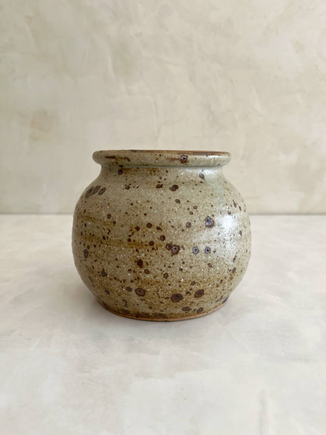 Vintage pyrite stoneware ball vase