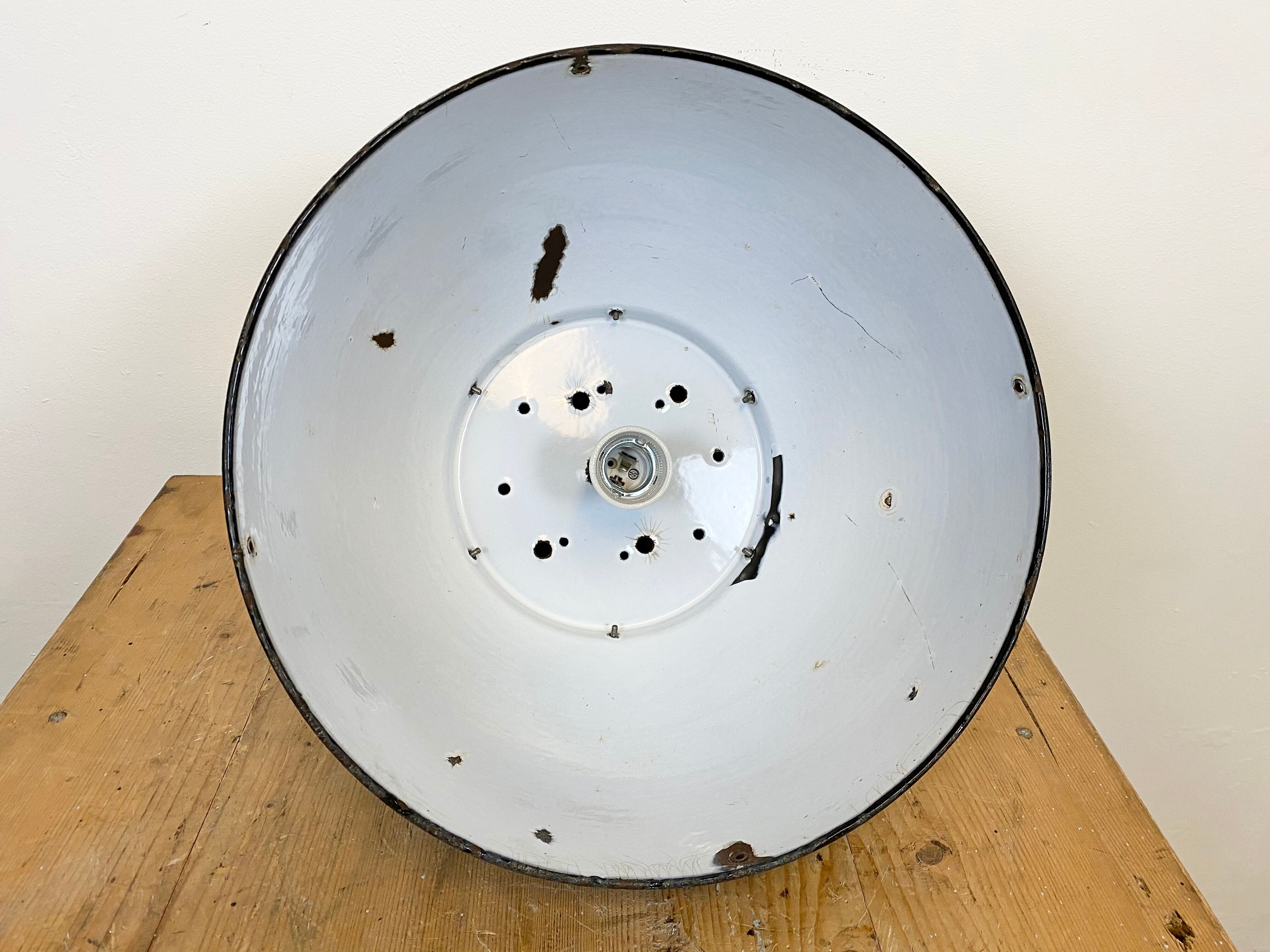 Vintage Black Enameled Hanging Lamp, 1930s