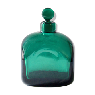 Thick blown glass green carafe years 60