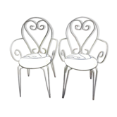 Pair of metal armchairs
