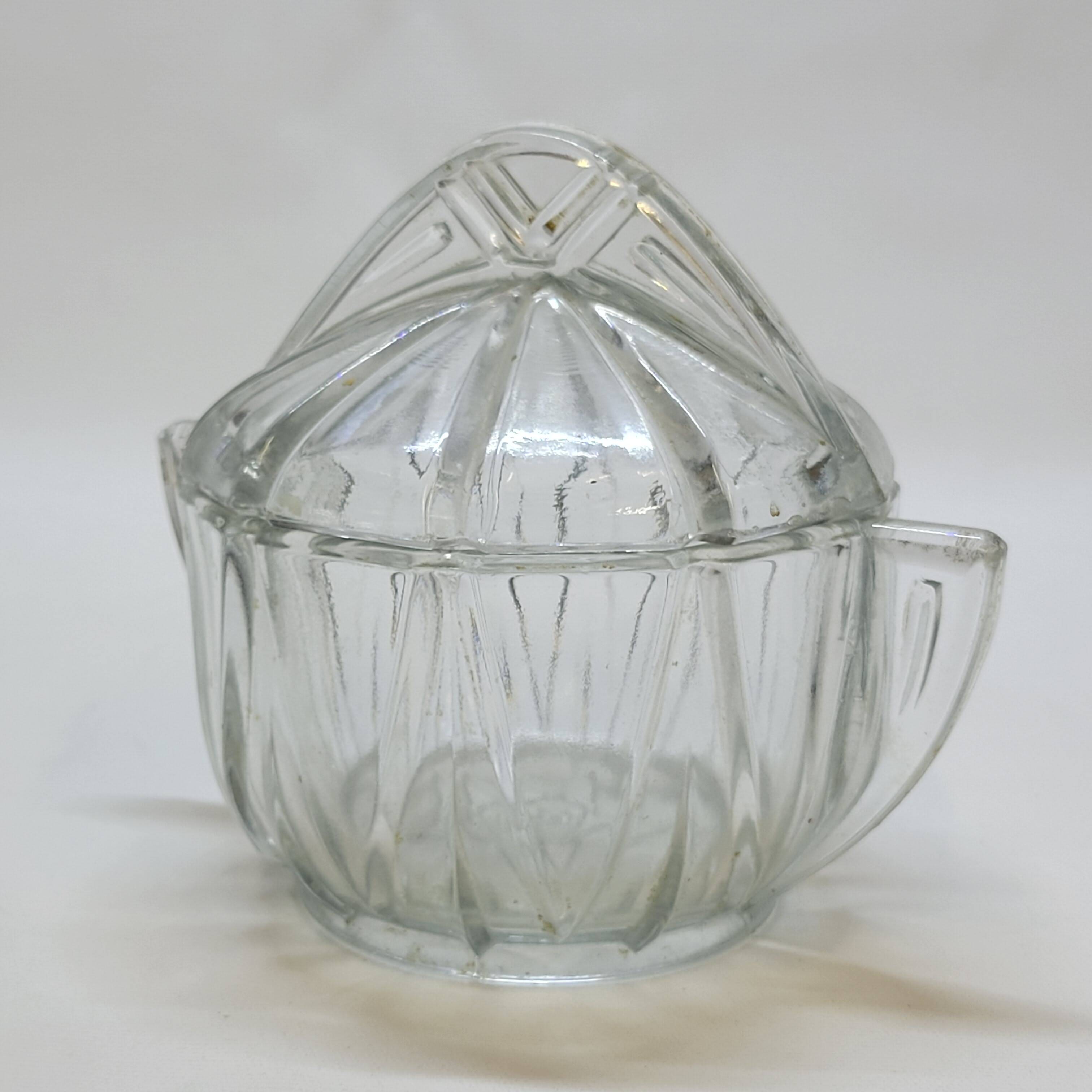 Art deco sugar bowl in molded pressed glass