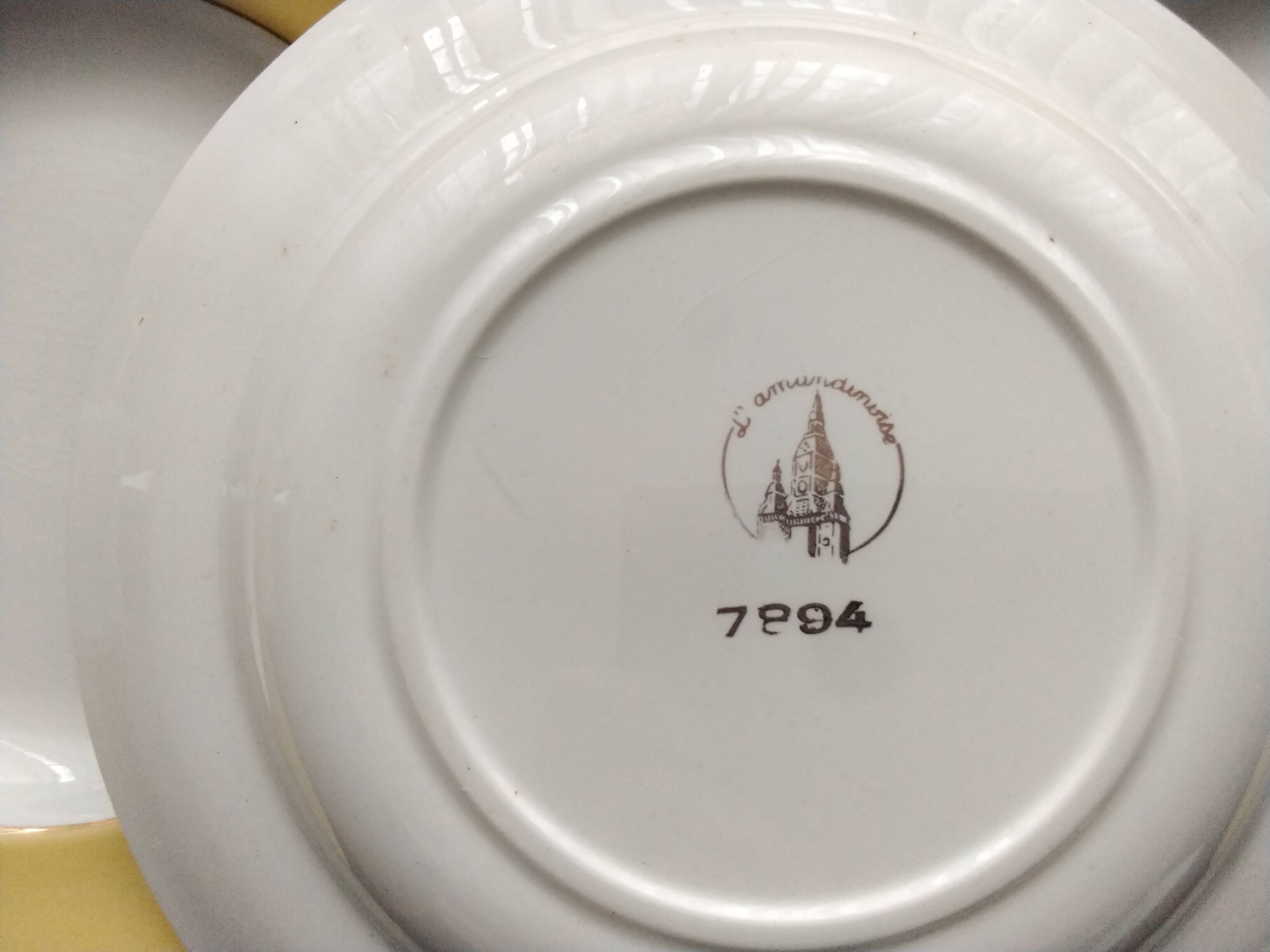 6 deep plates Faïence de St Amand Model 7894