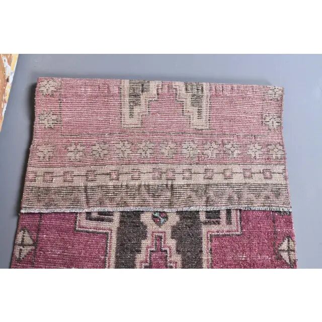 Vintage Pink Turkish Hand-Knotted Runner 75x342