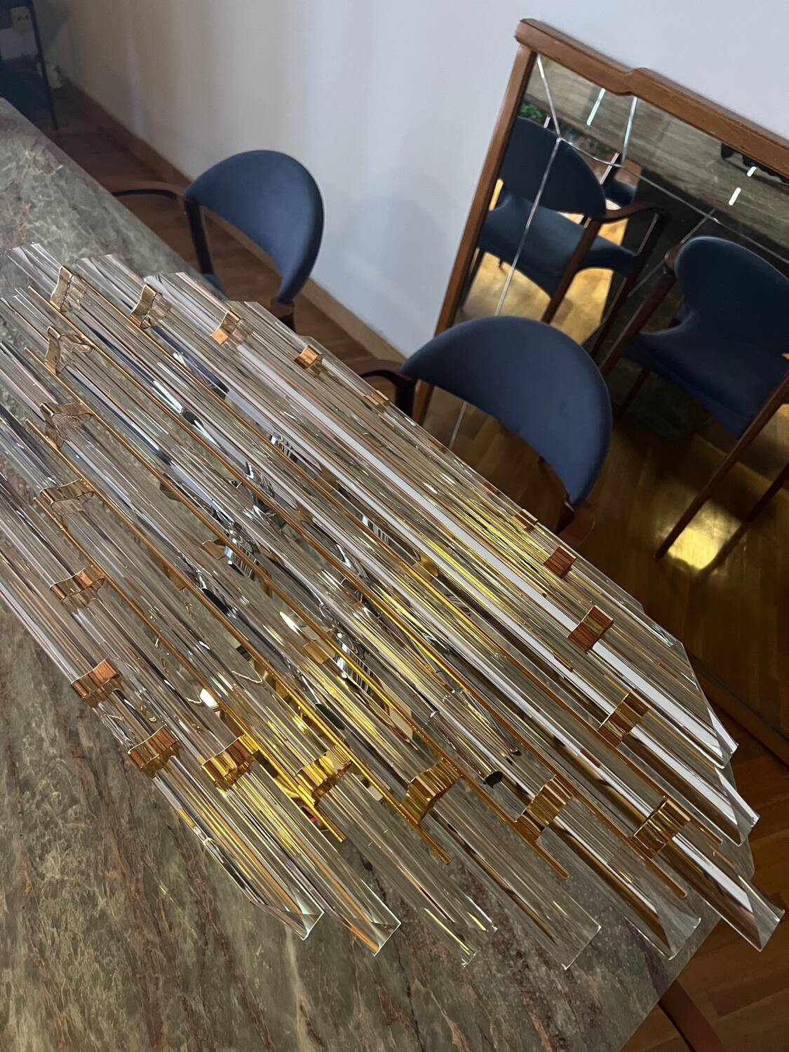 Vintage 1960’s Venini Style Murano Glass Ceiling Chandelier Light