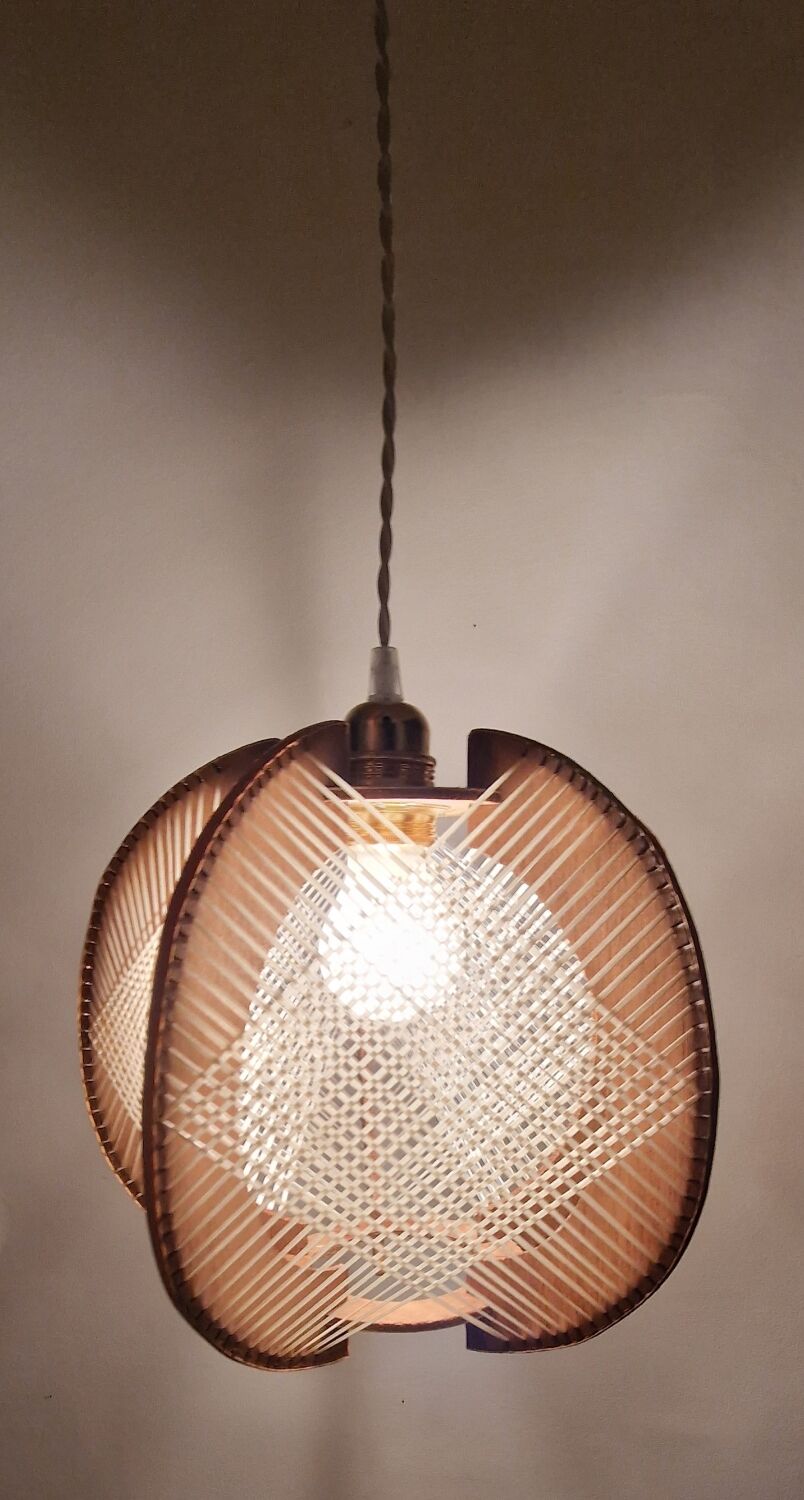 Scandinavian woven suspension lamp