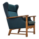 1970s, Danish highback armchair, furniture wool, solid oak wood.